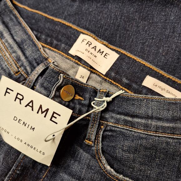 FRAME denim NEW Le High skinny split hem raw edge jeans high-rise stretch 24/0 - Picture 4 of 8